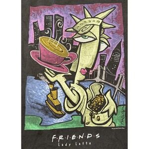 Vintage Friends NBC Shirt Unisex XL Lady Latte Twin Towers TV Show Promo 1990s